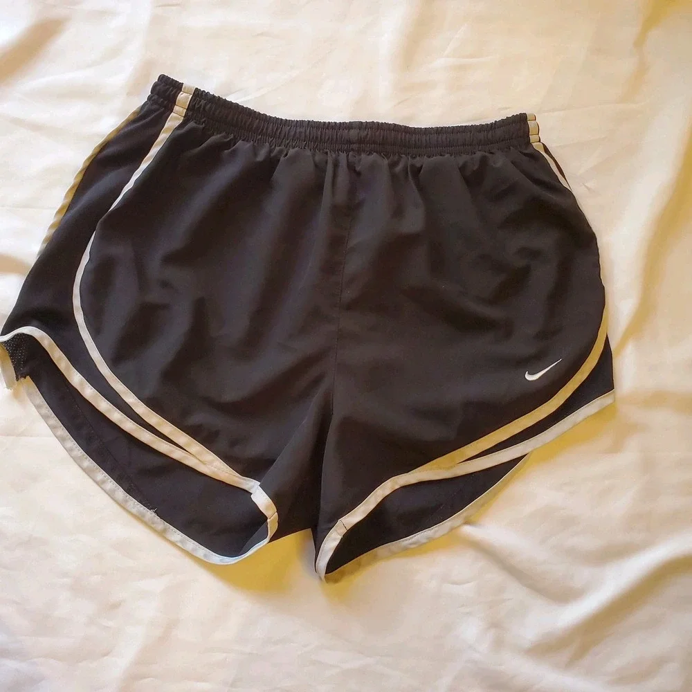 Women's Nike Dri‎ Fit Running Shorts Black White Size Small